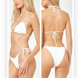 L*Space Brittany Top Classic Embroidered Nylon Swim Top Medium NWT $99